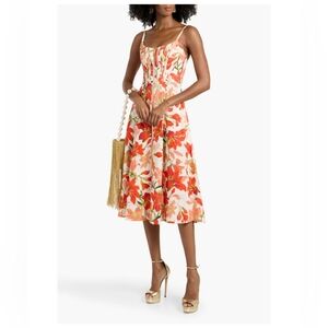 Zimmermann Red Tranquility Zipped Linen Midi Dress Sz 0